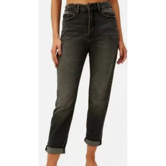 Good American Good Girlfriend High Size 12/31 Black Demin Jean Loose In The Leg - Picture 7 of 12